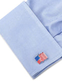 Waving American Flag Cufflinks - Sterling Silver -  Logo Swivel Closure - OBS-USAFLAGB