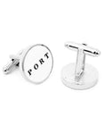 Nautical Port and Starboard Cufflinks - White & Black Enamel - Nickel Plated - PD-NAU-SLA_93135c35-90d6-49e6-9f91-3f4641460366