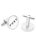 Nautical Port and Starboard Cufflinks - White & Black Enamel - Nickel Plated - PD-NAU-SLA_93135c35-90d6-49e6-9f91-3f4641460366