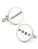 Nautical Port and Starboard Cufflinks - White & Black Enamel - Nickel Plated - PD-NAU-SL_b2f5975c-a7be-4715-b852-bc1e6d112471