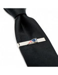 New England Patriots Cufflinks & Tie Bar Set - Rhodium Plated with Enamel Inlay - PD-NEP-CTA