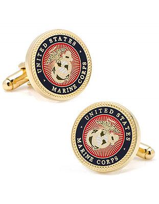 U.S. Marine Core Emblem Cufflinks - Gold Plated - Bullet Back - Enamel - PD-USMC-GL_ce3b25e4-64b0-495b-9a6c-5bb659df601c