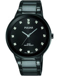 Pulsar Easy Style Mens Crystal Marker Dress Watch - Black Ion Finish - Bracelet - PG2051