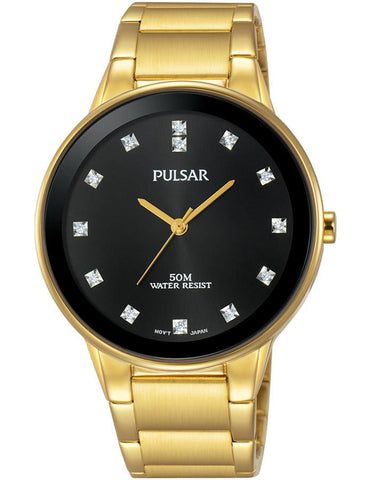 Pulsar Easy Style Mens Crystal Marker Dress Watch - Gold-Tone - Bracelet - PG2052