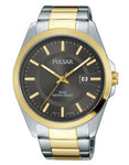 Pulsar Mens Business Dress Watch - Gray Dial - Two-Tone - Date - 50m - PH9086