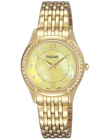 Pulsar Womens Watch - Crystals - Gold Tone Case & Bracelet - MOP Dial - 30m - PM2236