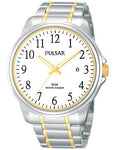 Pulsar Mens Two-Tone Date Watch - White Dial with Luminous Hands - 43mm Case - PS9163X_a46ff80d-42fb-424a-98e8-061f8a9d6874