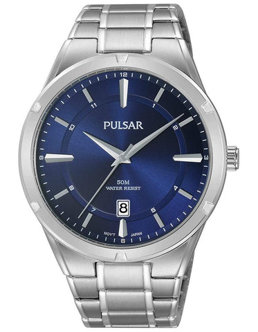 Pulsar Mens Business Collection Watch - Blue Dial - Steel Case & Bracelet - Date - PS9521