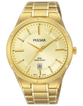 Pulsar Mens Gold-Tone Business Collection Watch - Date - Champagne Dial - PS9524