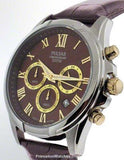 Pulsar Mens Business Chronograph -SS Case with Gold-Tone Accents - Brown Dial - PT3397A