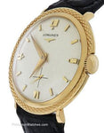 Preowned Longines Mens 14K Gold Watch - White Dial - Black Strap - Circa 1950s - PVU416-429A_1144622a-b370-4693-82d4-604ba32d3e6a