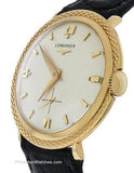 Preowned Longines Mens 14K Gold Watch - White Dial - Black Strap - Circa 1950s - PVU416-429A_1144622a-b370-4693-82d4-604ba32d3e6a