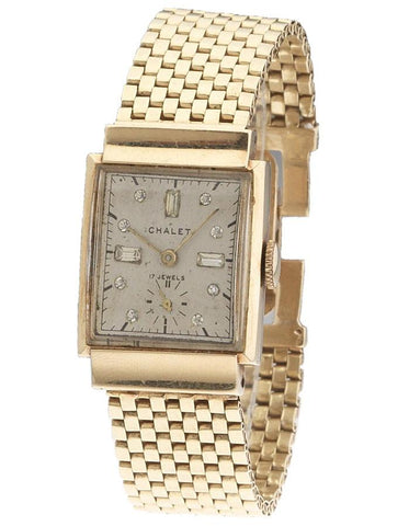 Pre-Owned Vintage Chalet 14k Gold Watch - Diamond - 1940s - Bracelet - PVU458-232