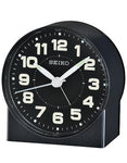 Seiko Black Metallic Bedside Alarm Clock - Quiet Sweep Second Hand - Black Dial - QHE084KLH