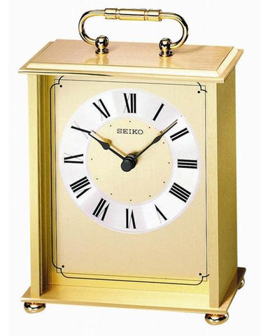 Seiko Executive Brass Desk or Table Carriage Clock - Silver Index Ring - QHG102GL