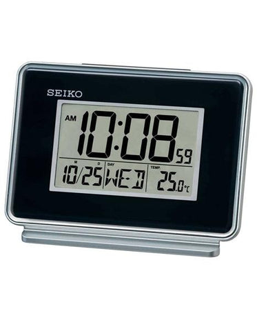 Seiko Digital Bedside Alarm Clock - Dual Alarms - Day/Date - Thermometer - Light - QHL068KLH