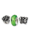 Reflection Beads Sterling Silver Watch - Spring Butterfly & Flower 3 Bead Set - QRSWA1SET-20A