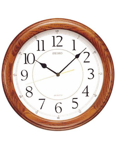 Seiko Oak Round Wall Clock - Quiet Sweep - QXA129BLH