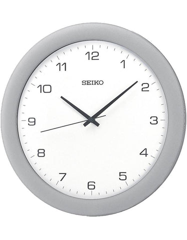 Seiko Silvertone Wall Clock - White Face - Black Hands & Markers - QXA137SLH