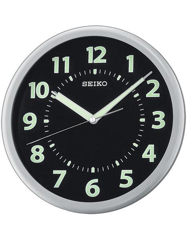 Seiko Luminous Wall Clock - Black Dial - Silver-Tone Metallic Case - QXA435SLH