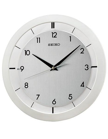 Seiko Quiet Sweep Second Hand Wall Clock - Brushed Metal Dial with White Dial - QXA520WLH