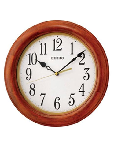 Seiko Wall Clock - Brown Wooden Case with White Dial - QXA522BLH