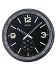 Seiko Devon Wall Clock - Antique Black Case - Black Dial - Second Hand Subdial - QXA627KLH