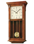 Seiko Square Dial Chiming Pendulum Wall Clock - Medium Brown Finish - QXH045BLH