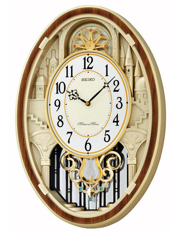 Seiko Melodies in Motion Golden Kingdom Wall Clock - Champagne & Wood Tone - QXM369BRH_763ce106-409f-46e9-9710-f1ee551d7fcf