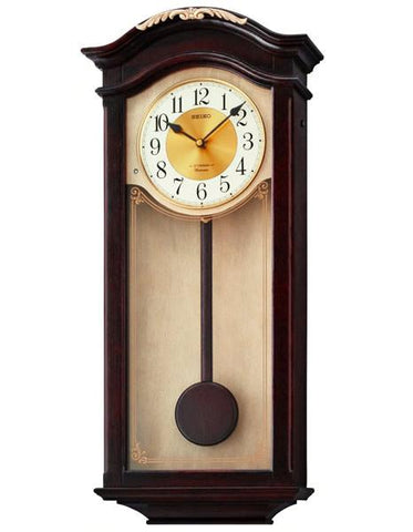 Seiko Musical Pendulum Wall Clock - 12 Melodies - Dark Wooden Case and Pendulum - QXM492BLH