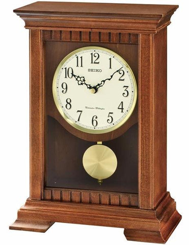 Seiko Chiming Pendulum Mantel Clock - Brown Wooden Case - Volume Control - QXQ029BLH_eb3ca2b9-5be1-4e8b-96e3-69722b824042