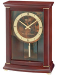 Seiko Pendulum Mantel Clock with Chime - Dark Brown w/ Brass & Burlwood Accents - QXQ033BLH_7b43da8f-7197-4a1d-a58f-a61f14d1ae16