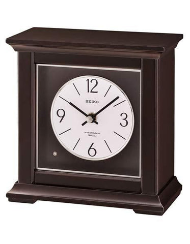 Seiko Musical Desk or Table Clock - Dark Brown Case - 18 Melodies or Chime - QXW245BLH