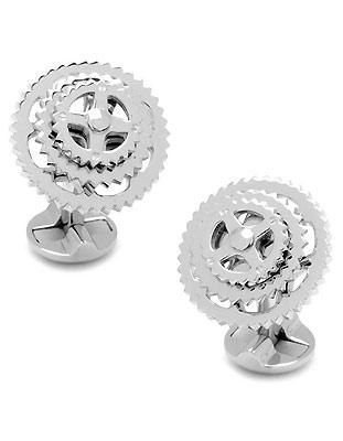 Ox & Bull Sterling Silver Cyclist Cufflinks - Bicycle Gears - Round Back - RR-152_c5e85e52-a06f-4ed1-baee-7c56c596c273