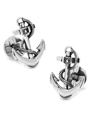 Ox & Bull Boat Anchor Cufflinks - Sterling Silver - Round Swivel Back - RR-420_dad4f683-98e7-4cc3-8a6e-afdb6b24bc86