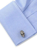 Sterling Silver 3D Fatale Skull Cufflinks - Antique Silver Finish - Round Back - RR-470B_65955900-5c0d-4b41-9789-2901d625c346