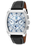 S.Coifman Mens Tonneau Day/Date Watch - White Dial - Stainless - Leather Strap - SC0087