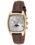 S.Coifman Womens Tonneau Moonphase Chronograph - Gold-Tone - Brown Leather Strap - SC0329