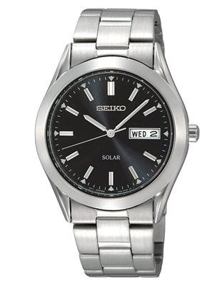 Seiko Solar Mens - Black Dial - Stainless - 10 Month Power Reserve - Day-Date - SNE039_2ee51430-ed15-4a22-bfed-ef6db2eb751a