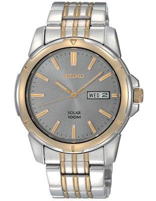 Seiko Solar Mens Two-Tone Day/Date Watch - Charcoal Dial - 100m - SNE098_3607af00-b80b-4ab6-b25d-b70467ca0e34