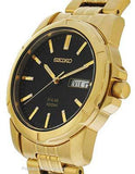 Seiko Solar Mens Gold-Tone Day/Date Watch - Black Dial - 100m - SNE100A_228de630-144b-4043-981f-260ade40a5df