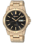 Seiko Solar Mens Gold-Tone Day/Date Watch - Black Dial - 100m - SNE100_4d3d8e7c-89db-4208-bb6b-a885d8f72265