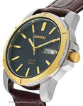 Seiko Solar Mens Two-Tone Day/Date Watch - Black Dial - Brown Leather Strap - SNE102A_2f49beee-c1f0-4ed4-900e-ed296f557f51