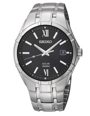 Seiko Mens Solar Stainless Steel Sport Watch - Black Dial - Date - 100 Meters - SNE215_e153f482-cc1b-4715-b29e-183f1cf6091c