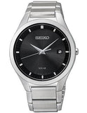 Seiko Solar Mens Date Watch - Black Dial with Steel Case and Bracelet - 50M WR - SNE241_00ed176a-5cda-4ea1-8725-c1544b5a05f8