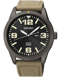 Seiko Mens Solar Sport Watch - Easy to Read Dial - Black Dial - Tan Nylon - SNE331_9d496d53-422a-4f05-8a65-8177ab0e47ff