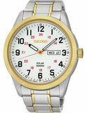 Seiko Mens Sporty Dress Solar Day/Date Watch - White Railroad Dial - Two-Tone - SNE370_522b9daa-8dfe-4d2e-96b7-3d9775624233