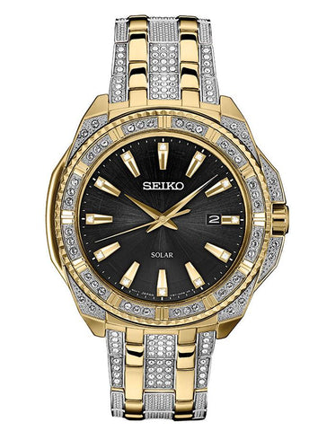 Seiko Mens Crystal Solar - Gold-Tone - Bracelet - Swarovski Crystal - SNE458_ee24dc43-b380-43d5-8184-bacfb53b827a