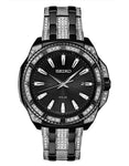 Seiko Mens Crystal Solar - Black Ion Finish - Bracelet - Swarvoski Crystal - SNE459