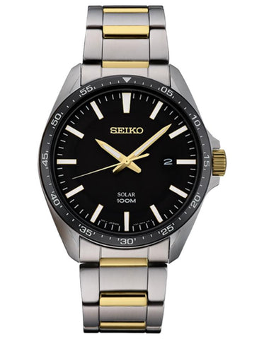 Seiko Mens Solar Essentials - Two-Tone - Black Dial - Date Window - SNE485_73602e7b-4492-4e1f-8b0d-76b7eea7ce8a